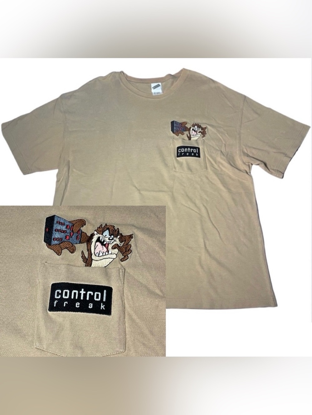 Vtg 1999 Warner Brothers Studio XL Tasmanian Devil TAZ Control Freak Shirt Y2K